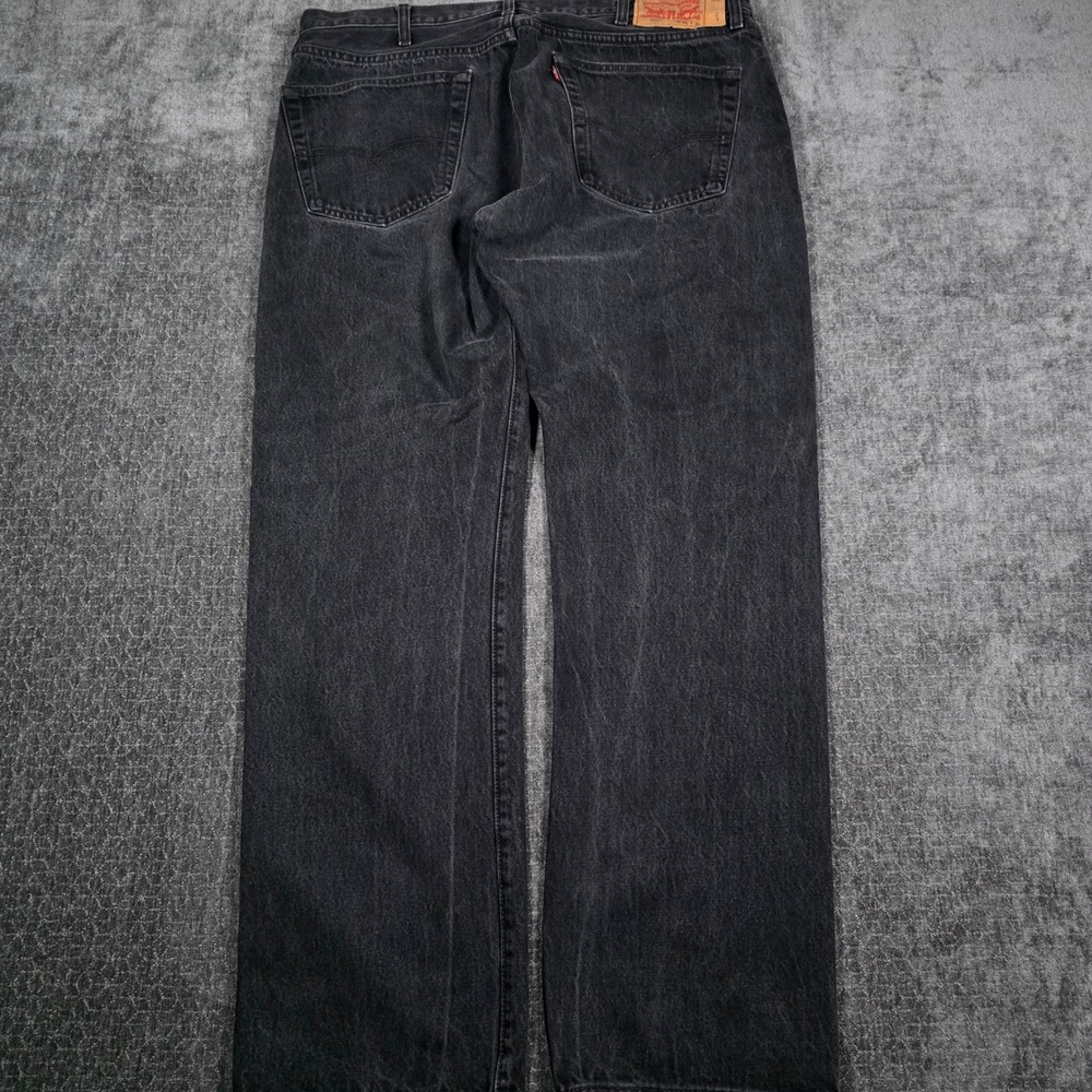 Levis 501 Mens Black Wash Straight Leg Button Fly Denim Jeans 38x32 Grunge Punk